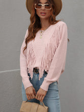 Pullover mit geripptem Rand und Fransendetail